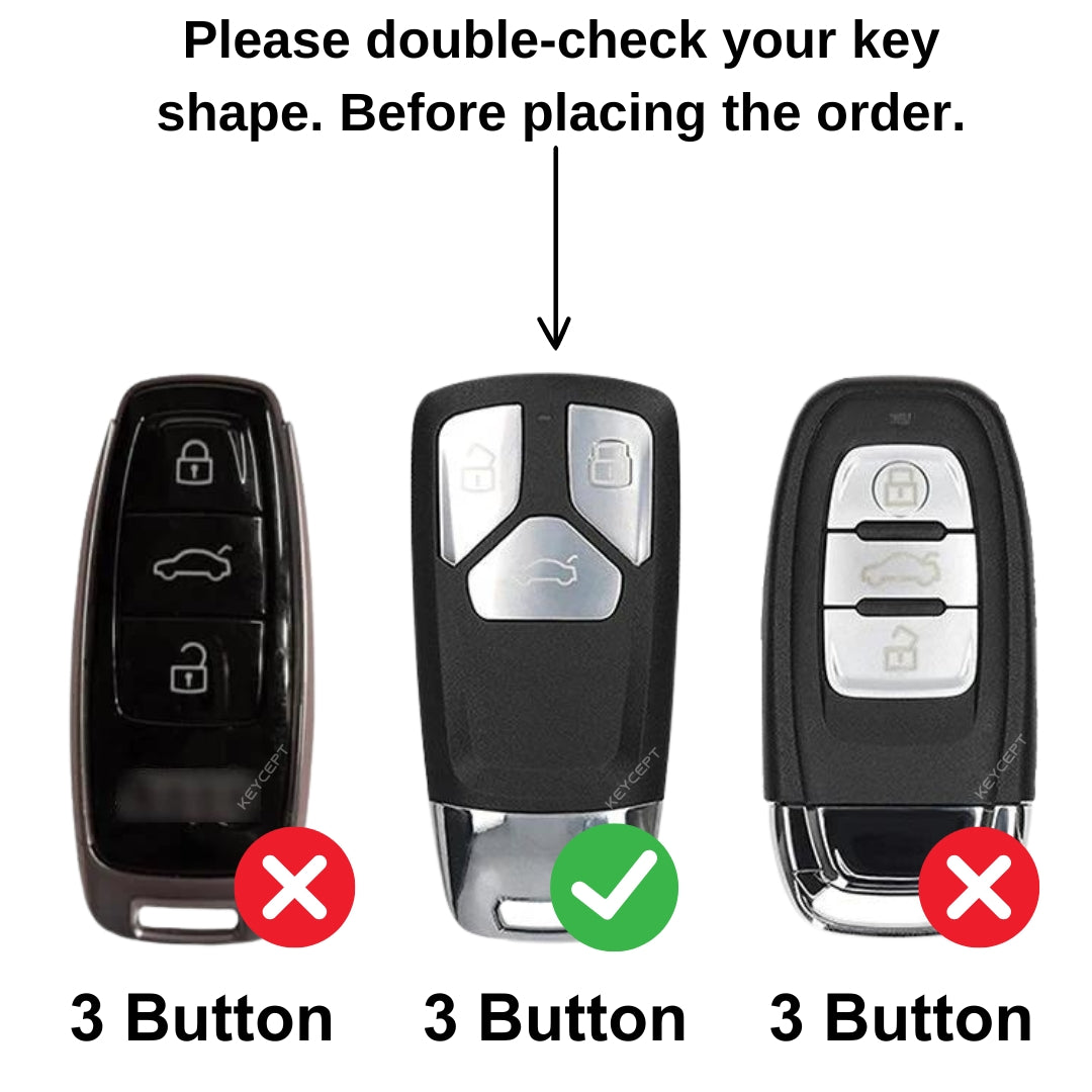 Audi Metal Alloy Key Cover with Keychain (Type M2).