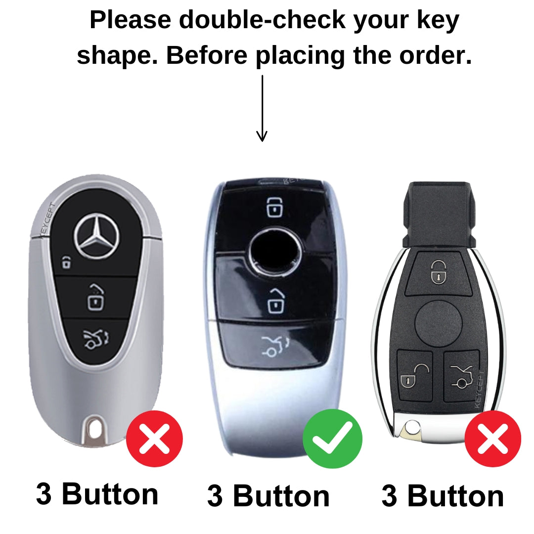 Mercedes Benz Metal Alloy Key Cover with Keychain (Type M2)