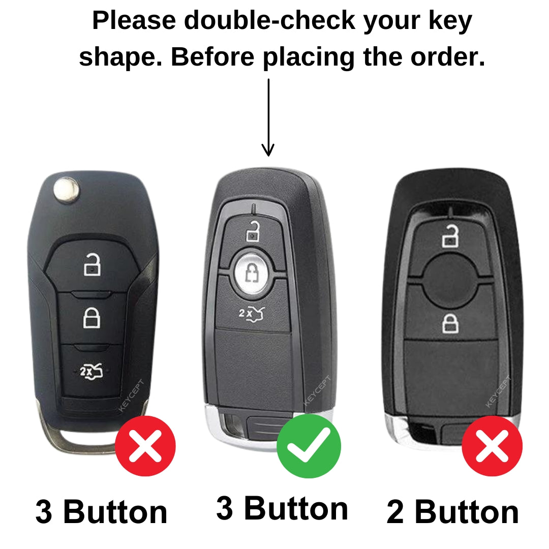 Ford Metal Alloy Key Cover with Keychain (Type M1).