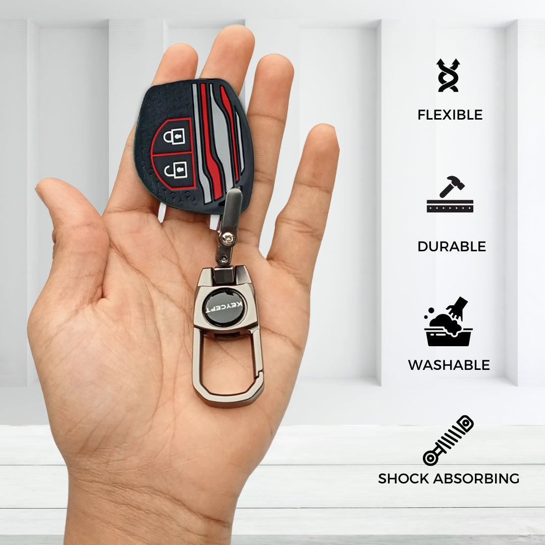TriStar Silicone Key Cover for Suzuki Swift, Dzire, Ignis, Ertiga, Baleno, Ciaz, Celerio, Ritz, Brezza, Scross, S-Presso, SX4, Alto (2 Button Remote key) with keychain