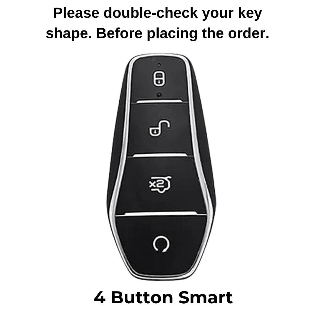 BYD TPU (Artificial) Leather Key Cover with Keychain. (Type 6)