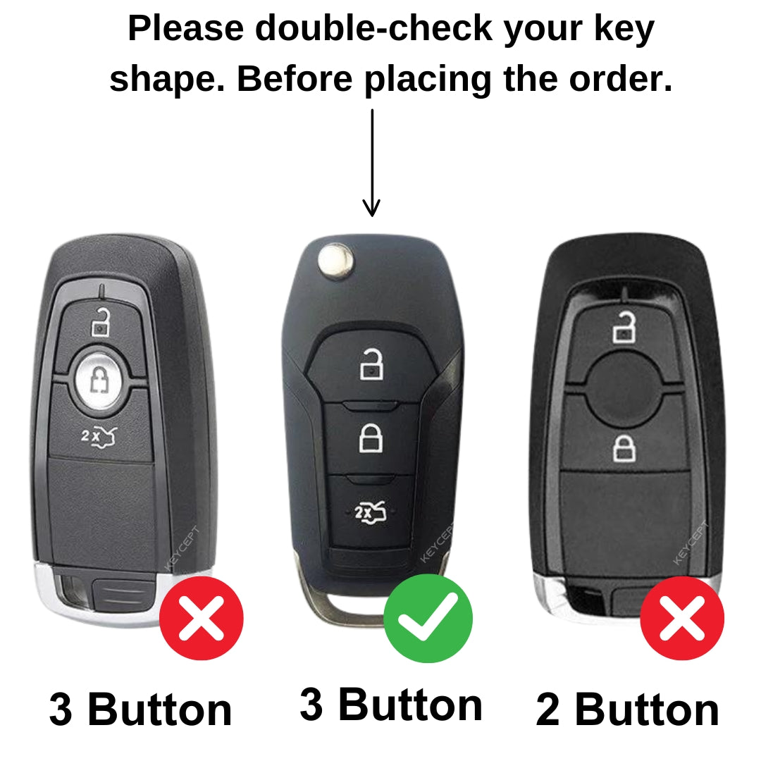 Ford Metal Alloy Key Cover with Keychain (Type M2)