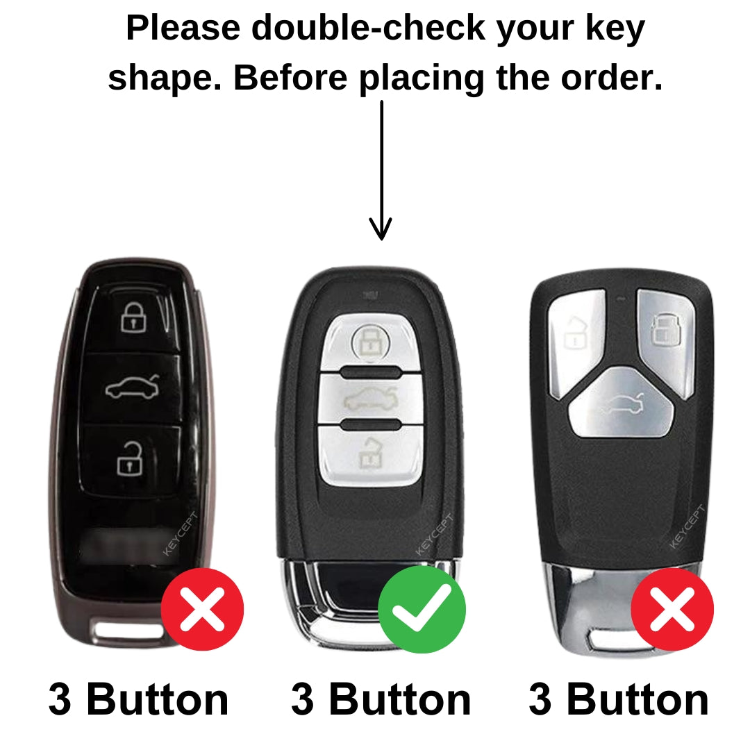 Audi Metal Alloy Key Cover with Keychain (Type M2)