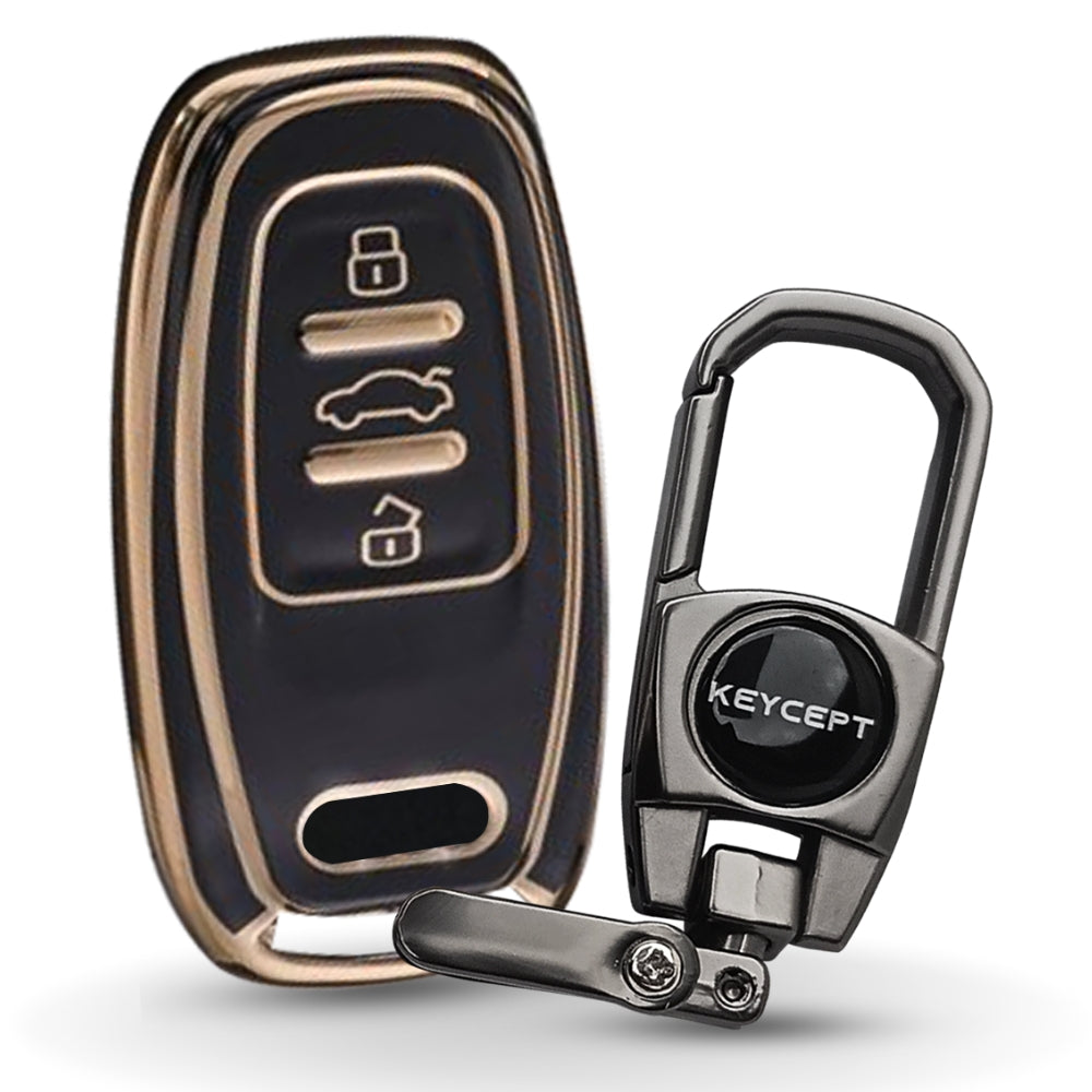 Audi Gold Line TPU Key Cover with Keychain (Type 2)