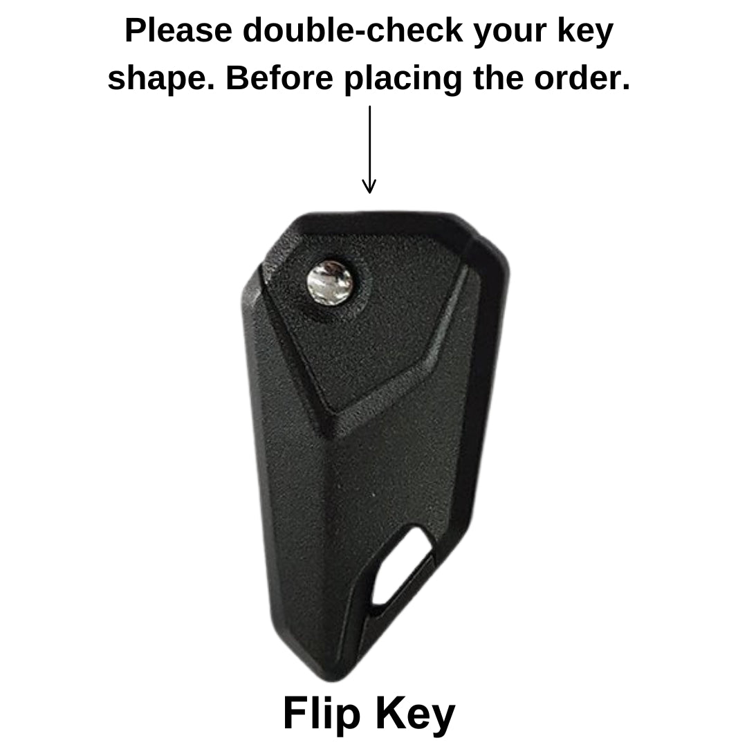 Keycept Metal Alloy Car Key Cover for Universal Bike Hero, Royal Enfield, Bajaj, TVS, Yamaha, Honda bikes flip key cover with keychain (Dual Black & Tan)