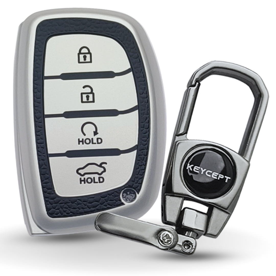 Hyundai TPU Leather Key Cover with Keychain (Type 2)