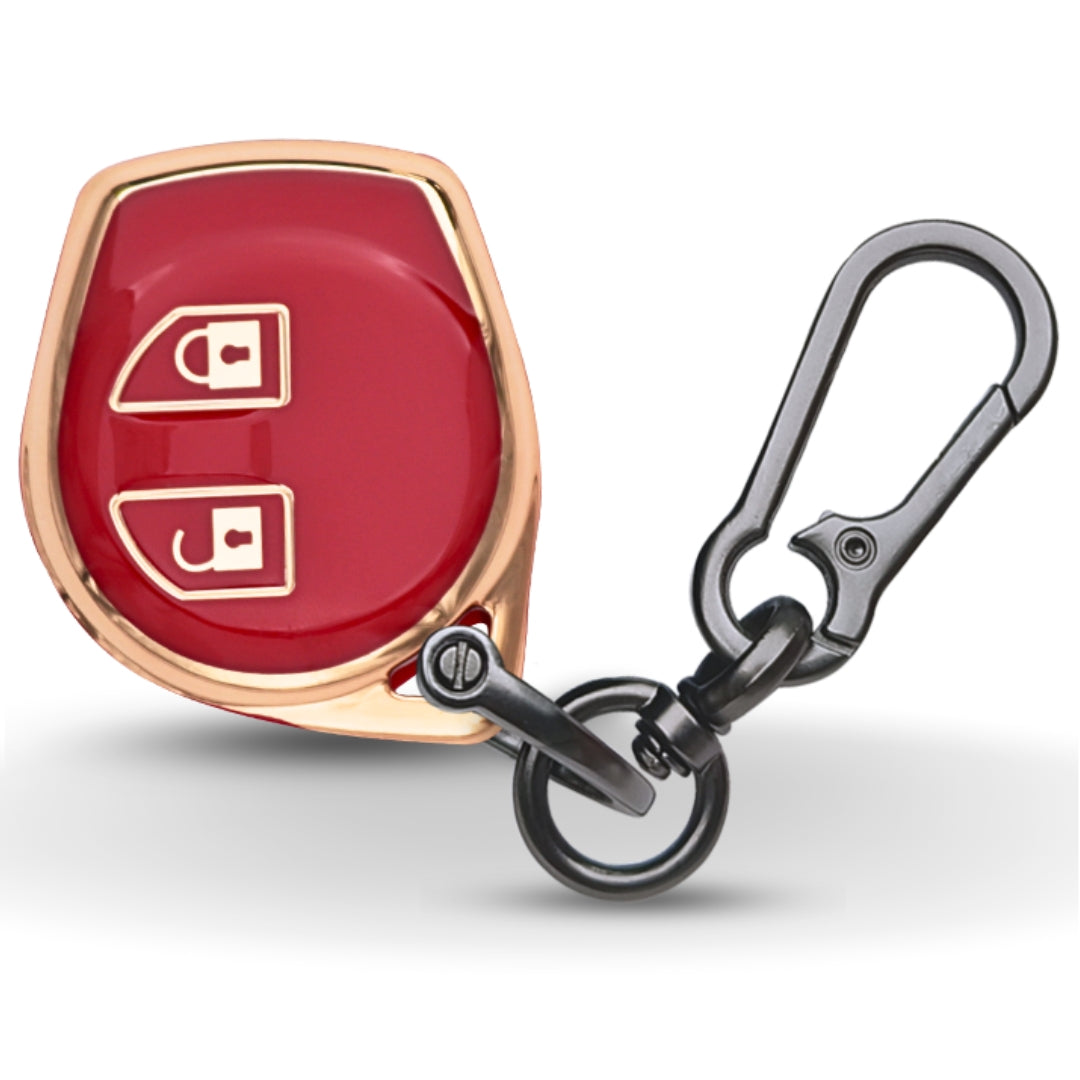 Gold Line TPU Key Cover for Swift, Dzire, Ertiga, Baleno, Celerio With Keychain.