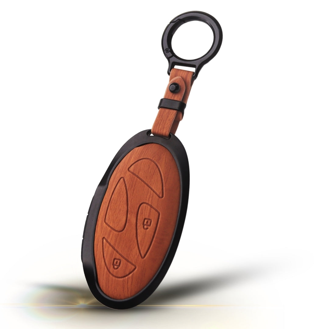 Hyundai Noir Wood Car Key Cover with Keychain (Type M8)