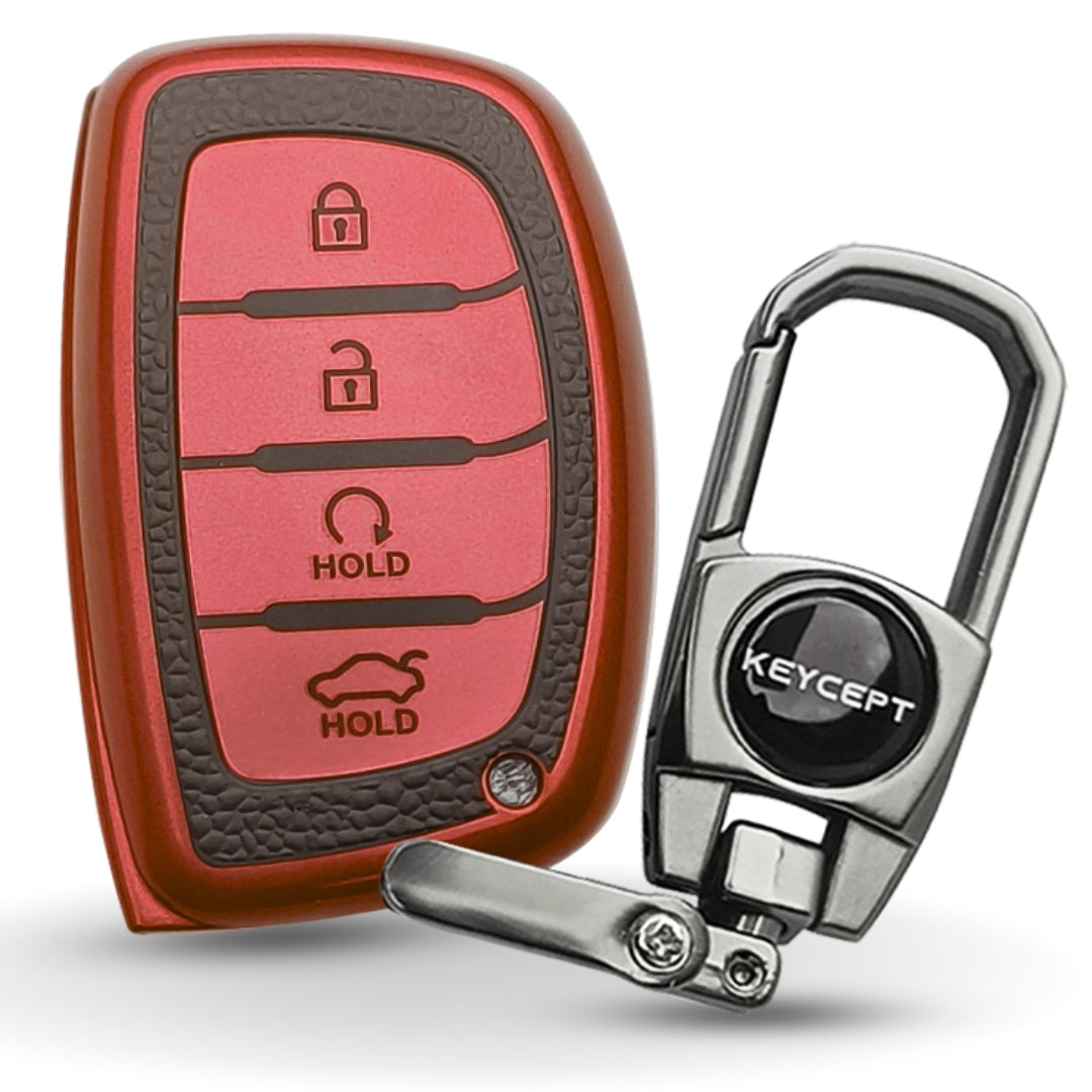 Hyundai TPU Leather Key Cover with Keychain (Type 2)