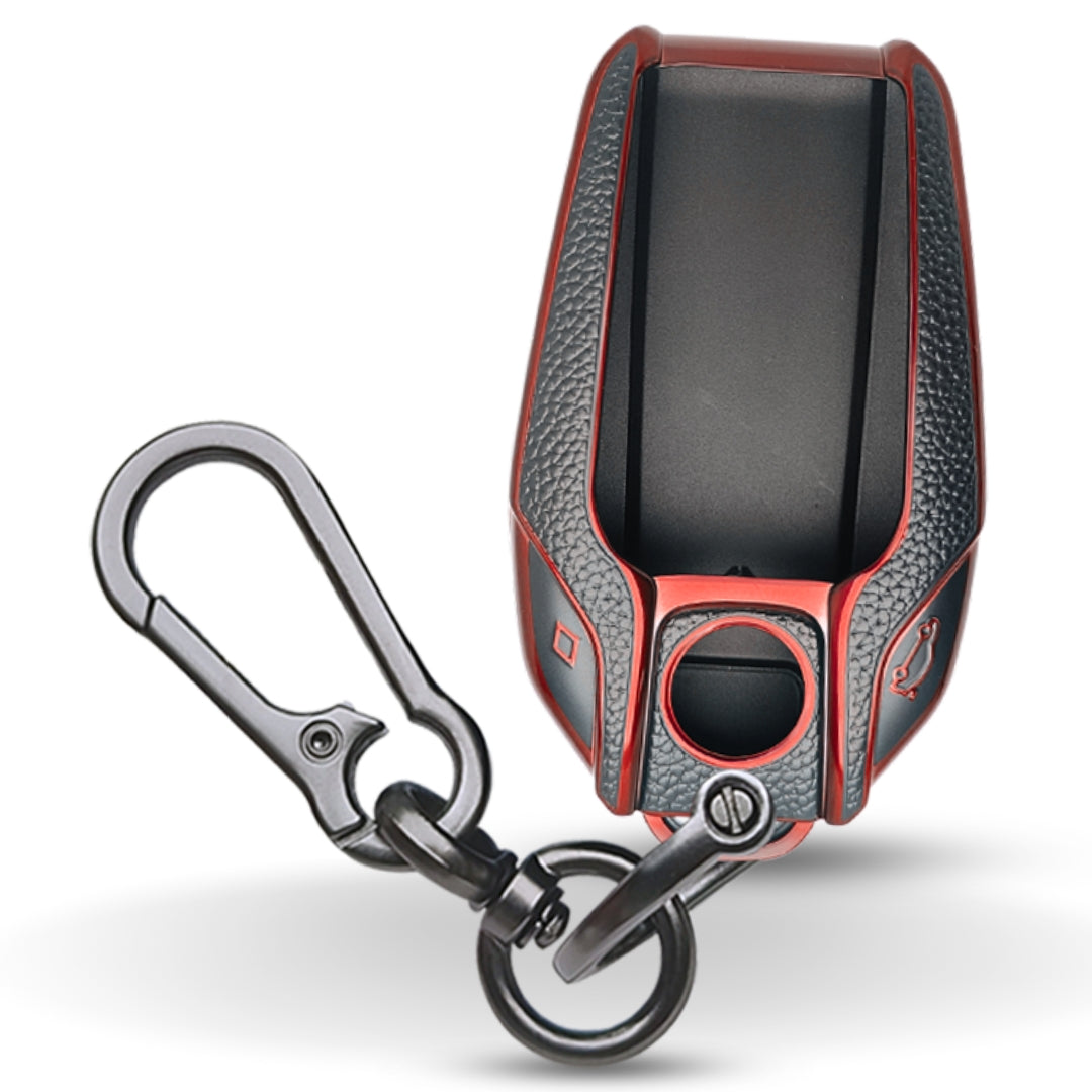 BMW TPU Leather Key Cover With Keychain. (Type 1)