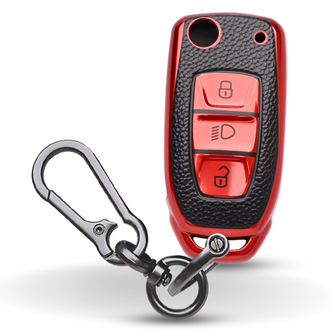 Tata TPU Leather Key Cover with Keychain (Type 1)