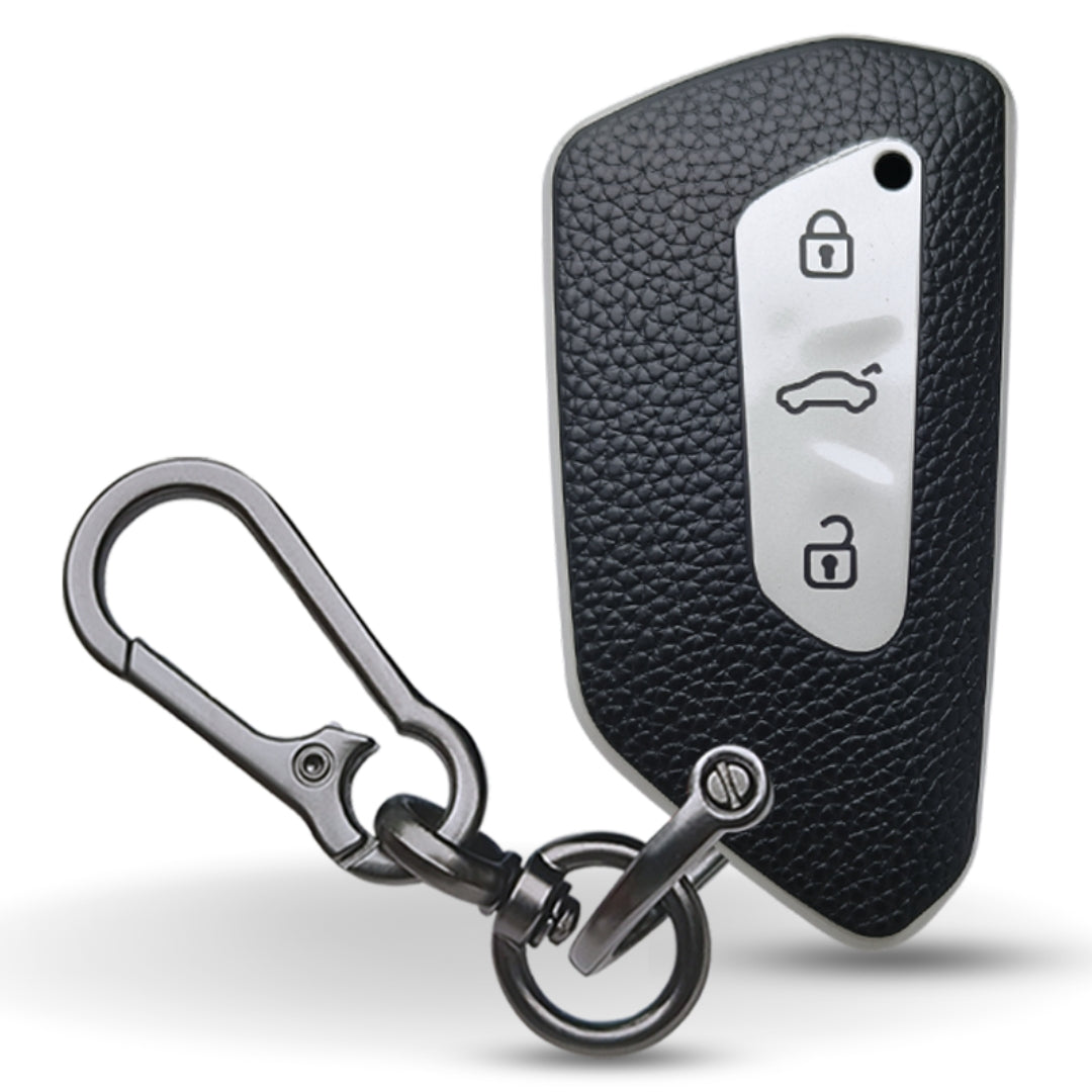 Skoda/ Volkswagen TPU Leather Key Cover with Keychain. (Type 1)