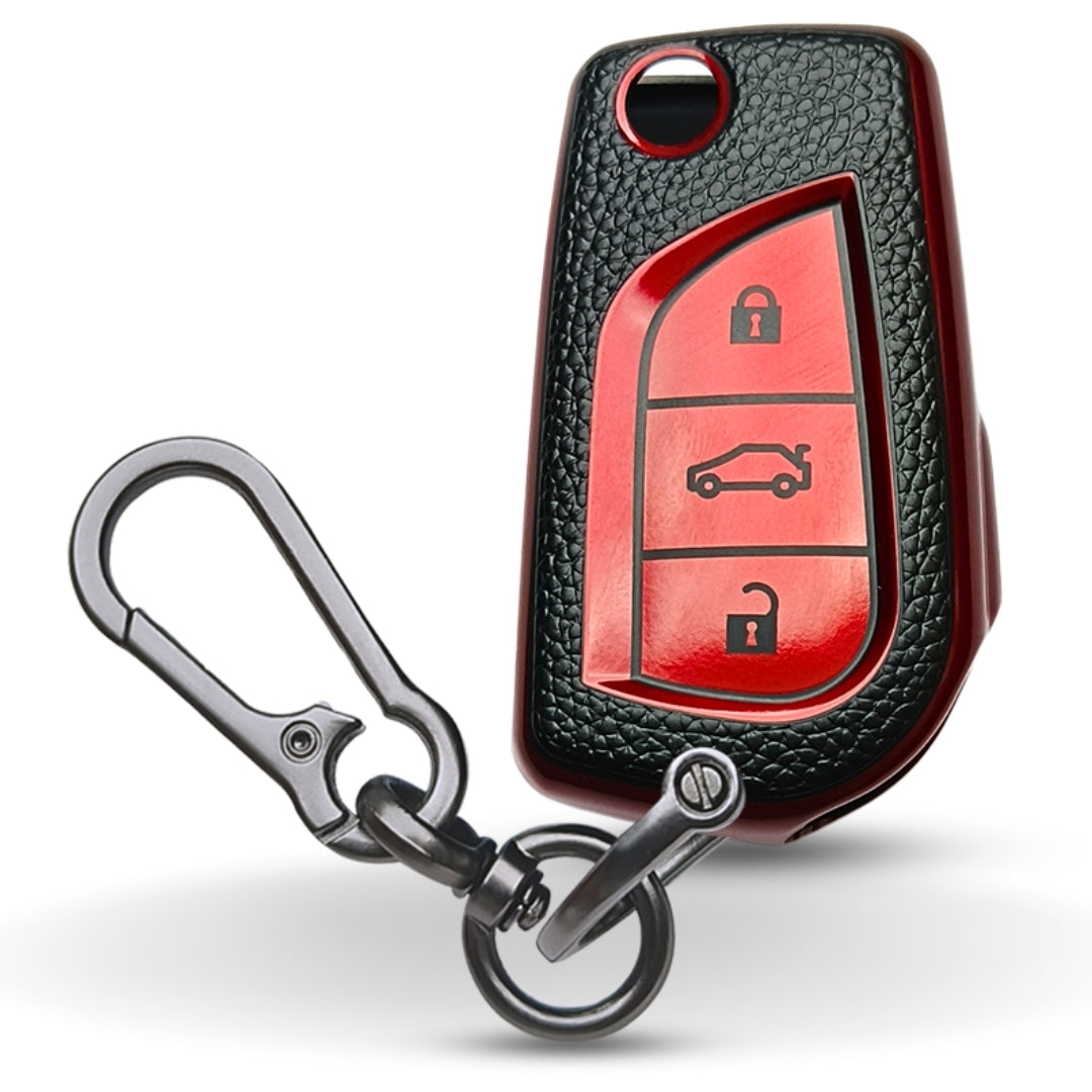 Toyota TPU Leather Key Cover with Keychain (Type 1)