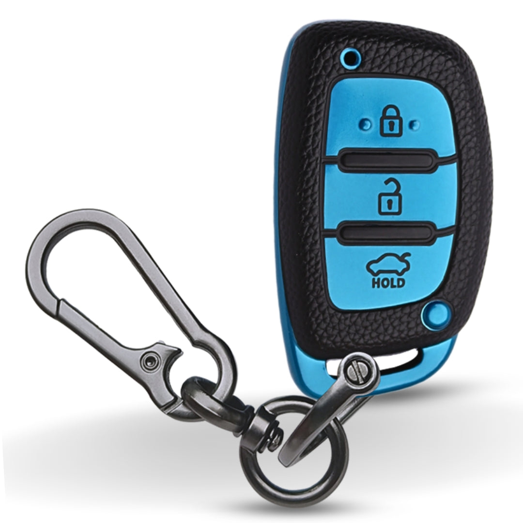 Hyundai TPU Leather (Artificial) Key Cover with Keychain (Type 1)