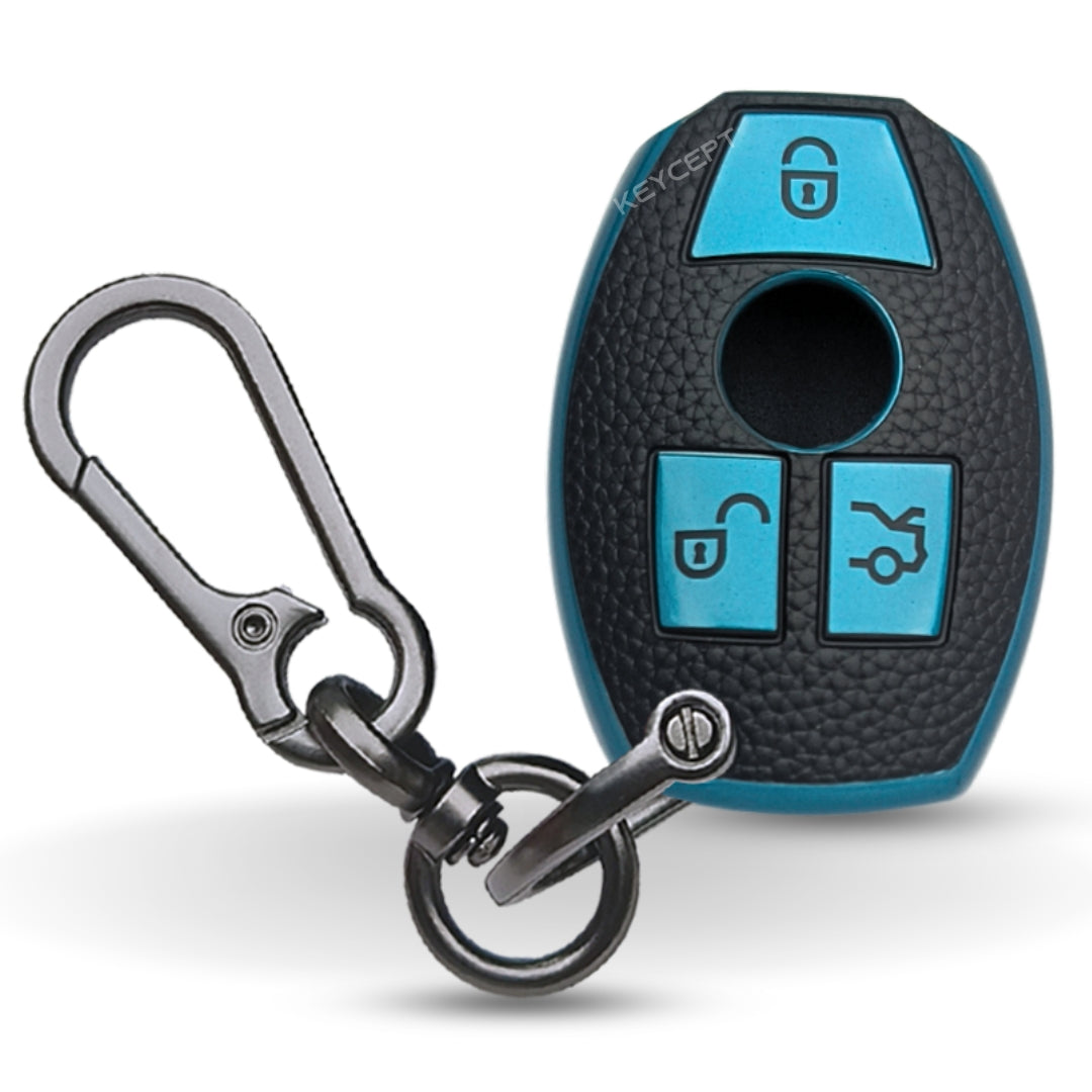 Mercedes Benz TPU Leather Key Cover with Keychain. (Type 1)