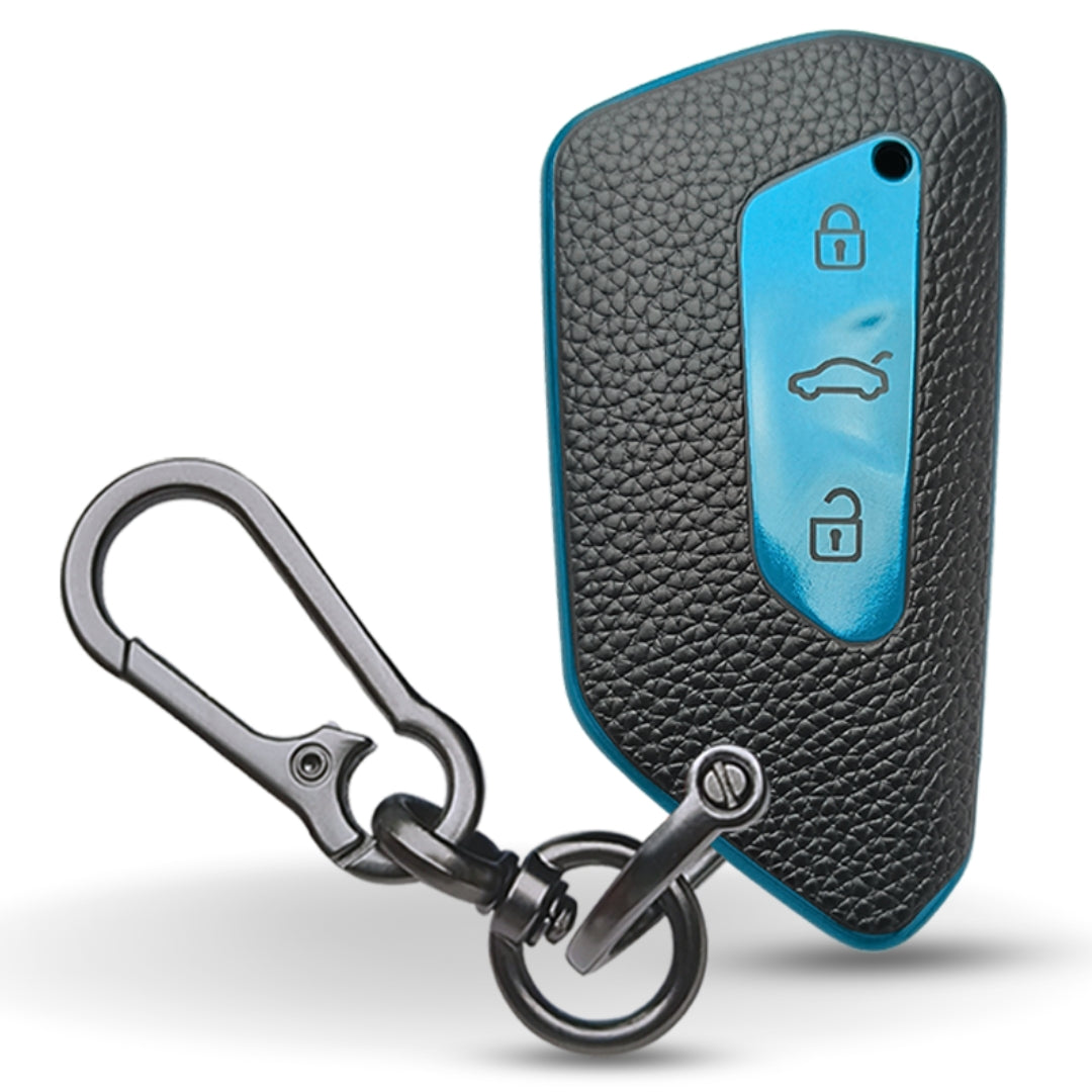 Skoda/ Volkswagen TPU Leather Key Cover with Keychain. (Type 1)