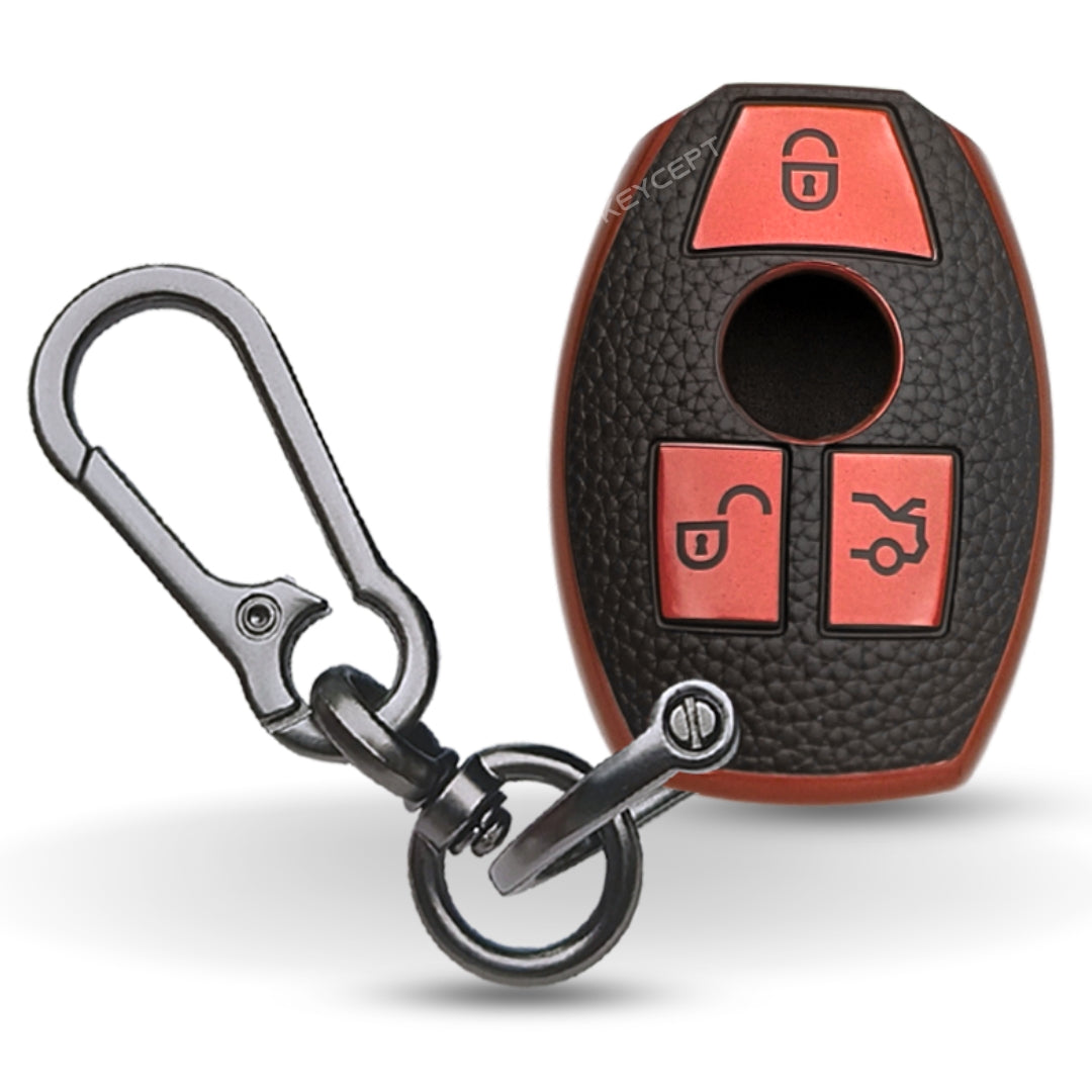 Mercedes Benz TPU Leather Key Cover with Keychain. (Type 1)