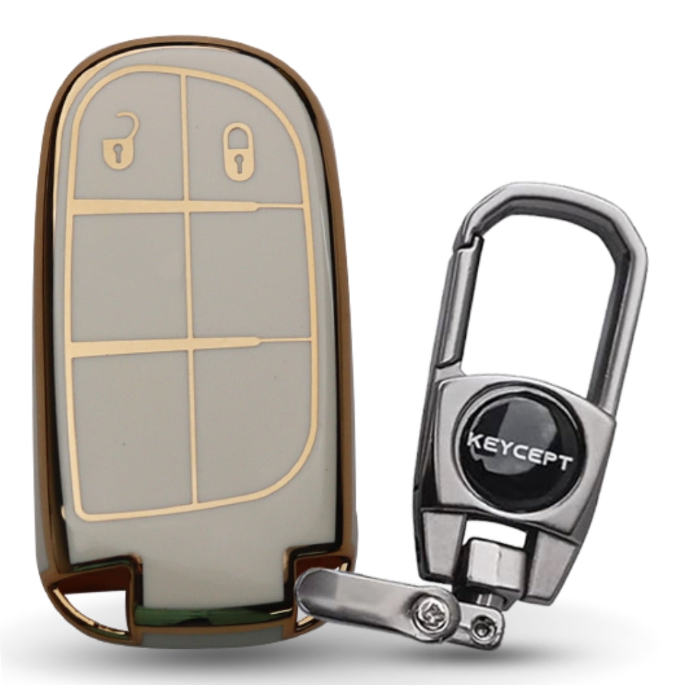 Jeep Gold Line TPU Key Cover with Keychain (Type 2)