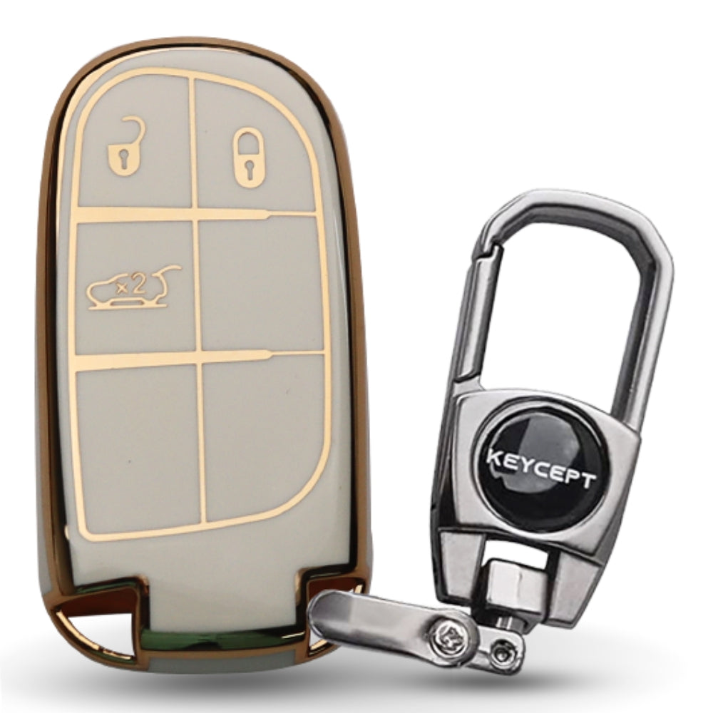 Jeep Gold Line TPU Key Cover with Keychain (Type 2)