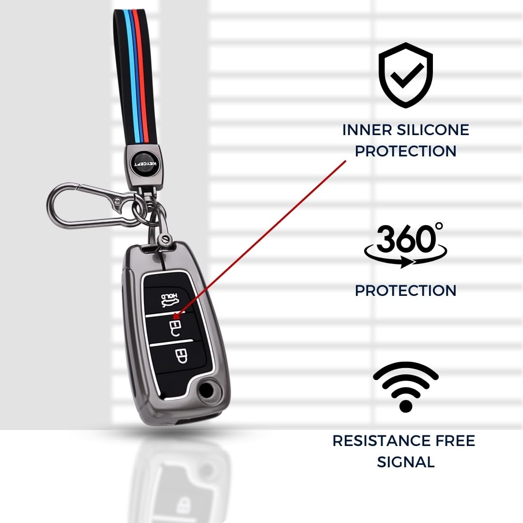 Hyundai Metal Key Cover with Keychain (Type M2).