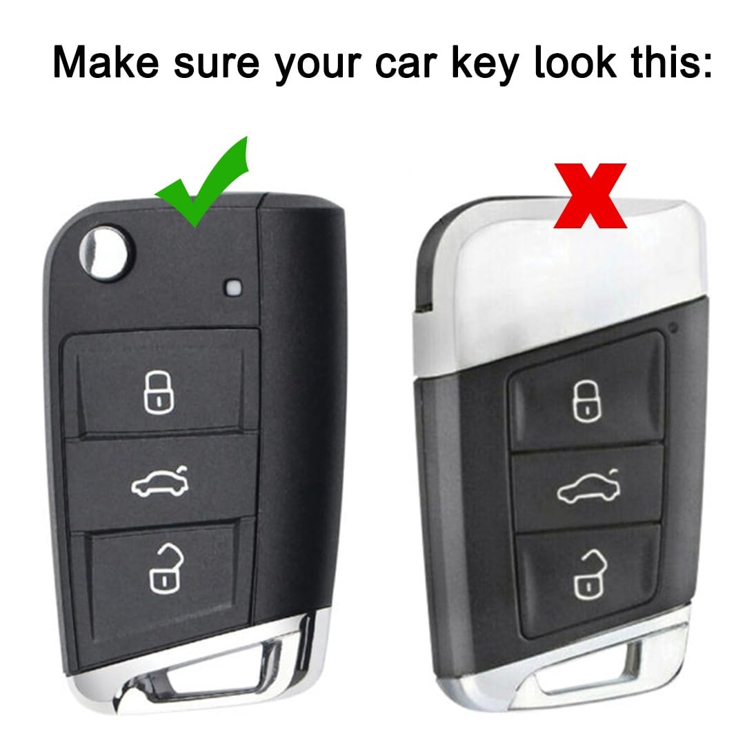 Keycept Tristar Silicone Car Key Cover for Skoda Kushaq, Octavia, Kodiaq, Superb, Slavia, Passat, Virtus, T Roc 3 Button Flip Key with Keychain (Type K1)