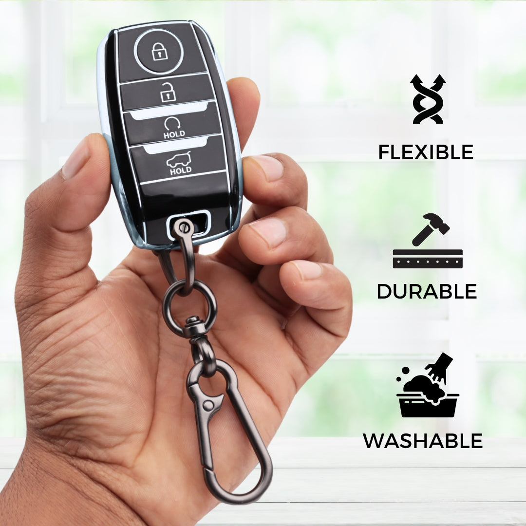 Kia Silver Line TPU Key Cover with Keychain