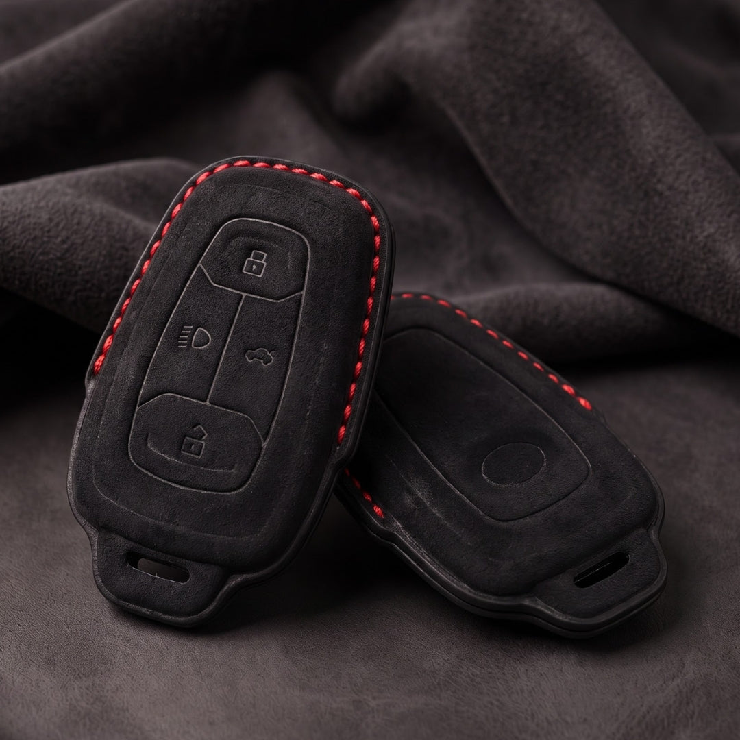 TATA Alcantara Crest Car Key Cover with Keychain (Type 10)
