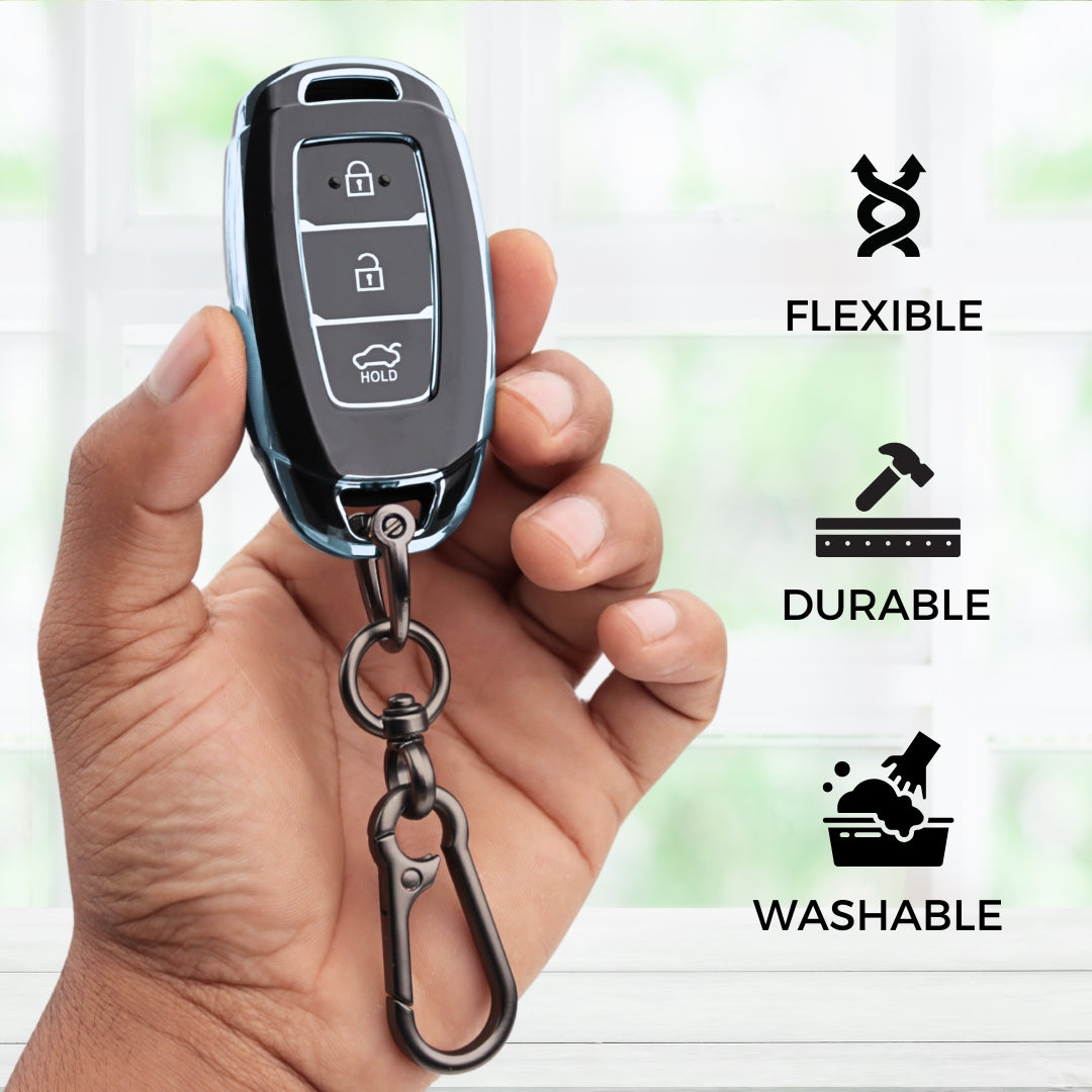 Hyundai Silver Line TPU Cover with Keychain