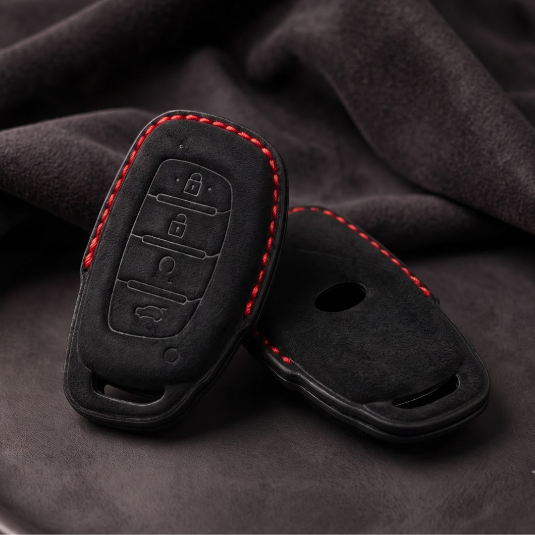 Hyundai Alcantara Crest Car Key Cover with Keychain (Type K10)