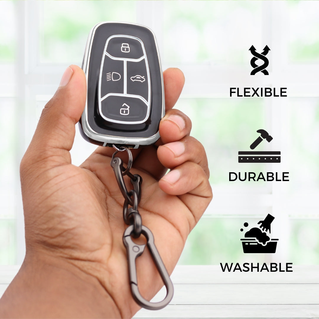 Tata Silver Line TPU Key Cover with Keychain