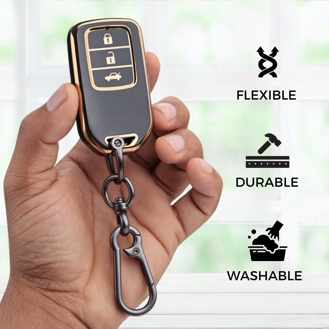 Honda Gold Line TPU Key Cover with Keychain