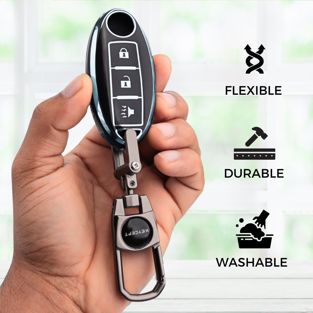 Nissan Silver Line TPU Key Cover with Keychain