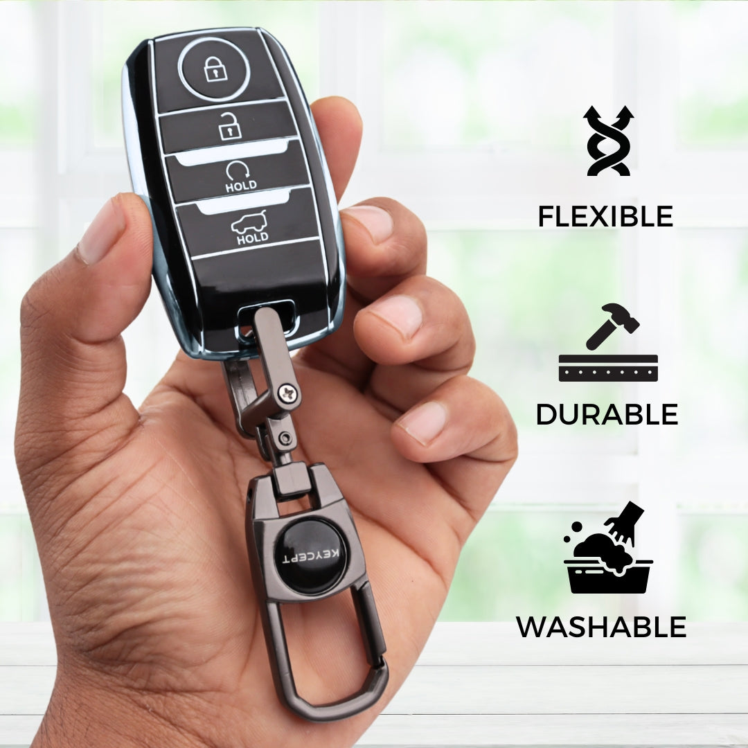 Kia Silver Line TPU Key Cover with Keychain