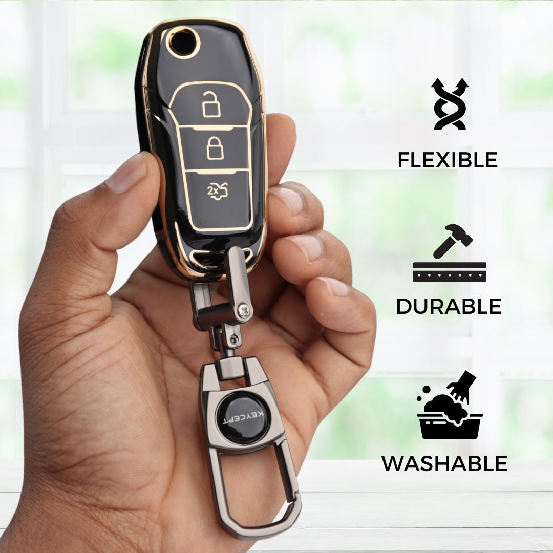 Ford Gold line TPU Key Cover with Keychain (Type 2)