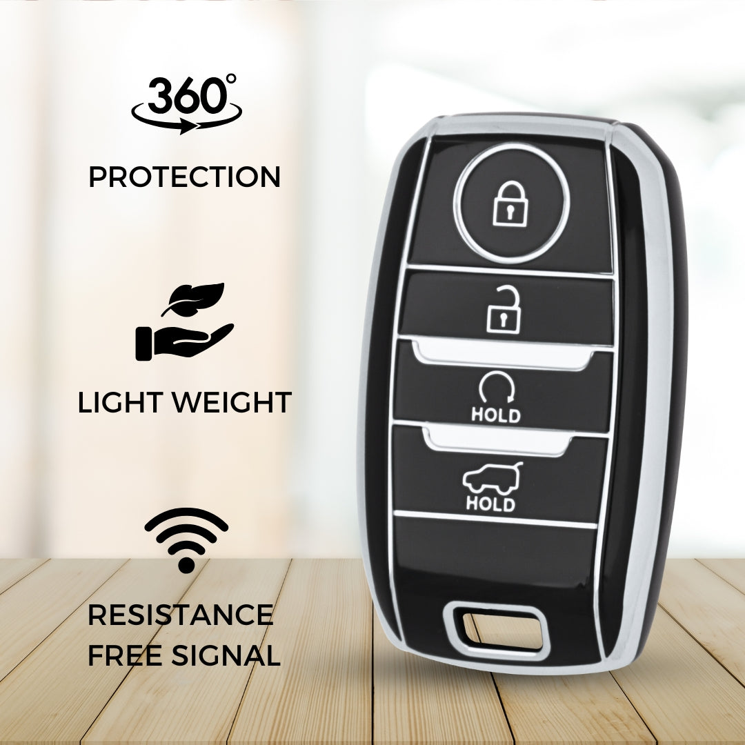 Kia Silver Line TPU Key Cover with Keychain