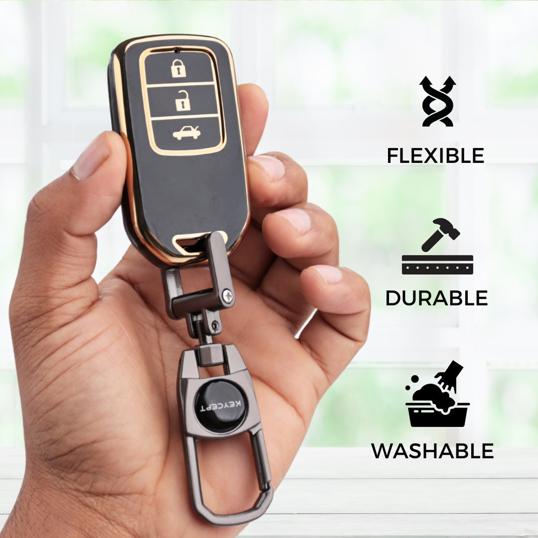 Honda Gold Line TPU Key Cover with Keychain (Type 2)