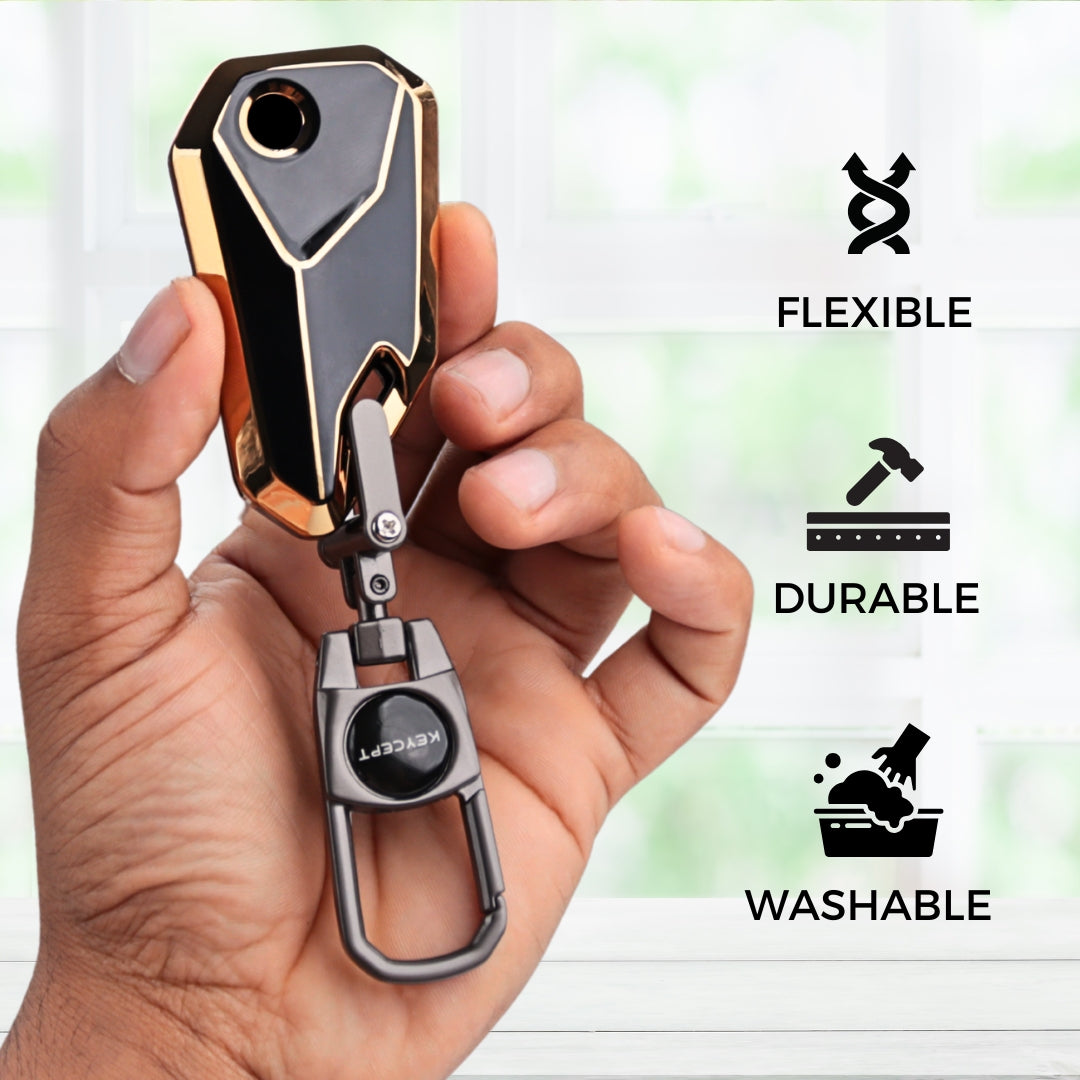 Bike Gold Line TPU Key Cover with Keychain  (Type 2)