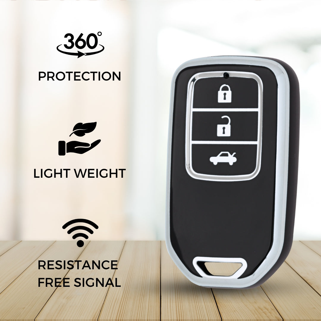Honda Silver Line TPU Key Cover with Keychain