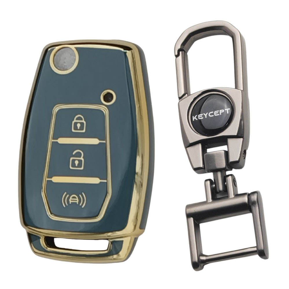 Mahindra Gold Line TPU Key Cover with Keychain (Type 2)