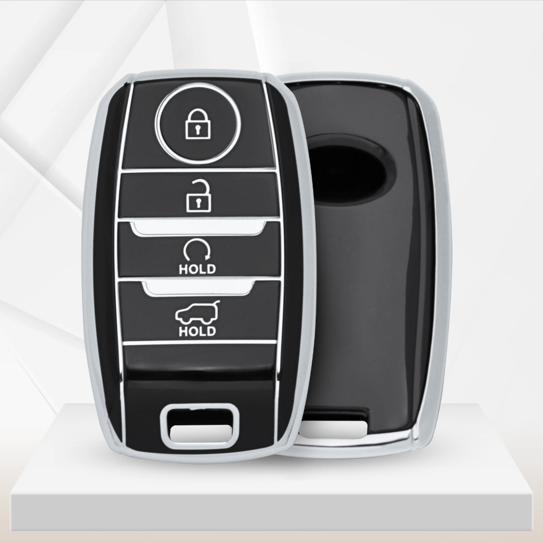 Kia Silver Line TPU Key Cover with Keychain