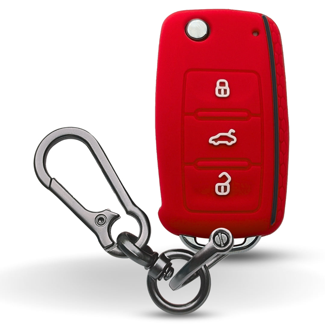 Skoda/Volkswagen Silicone Car Key Cover for Rapid, Laura, Superb, Octavia (old), Fabia, Yeti, Passat, Ameo, Vento, Jetta, Tiguan with keychain