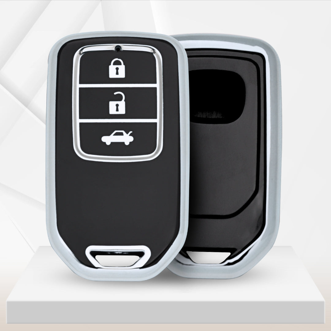 Honda Silver Line TPU Key Cover with Keychain
