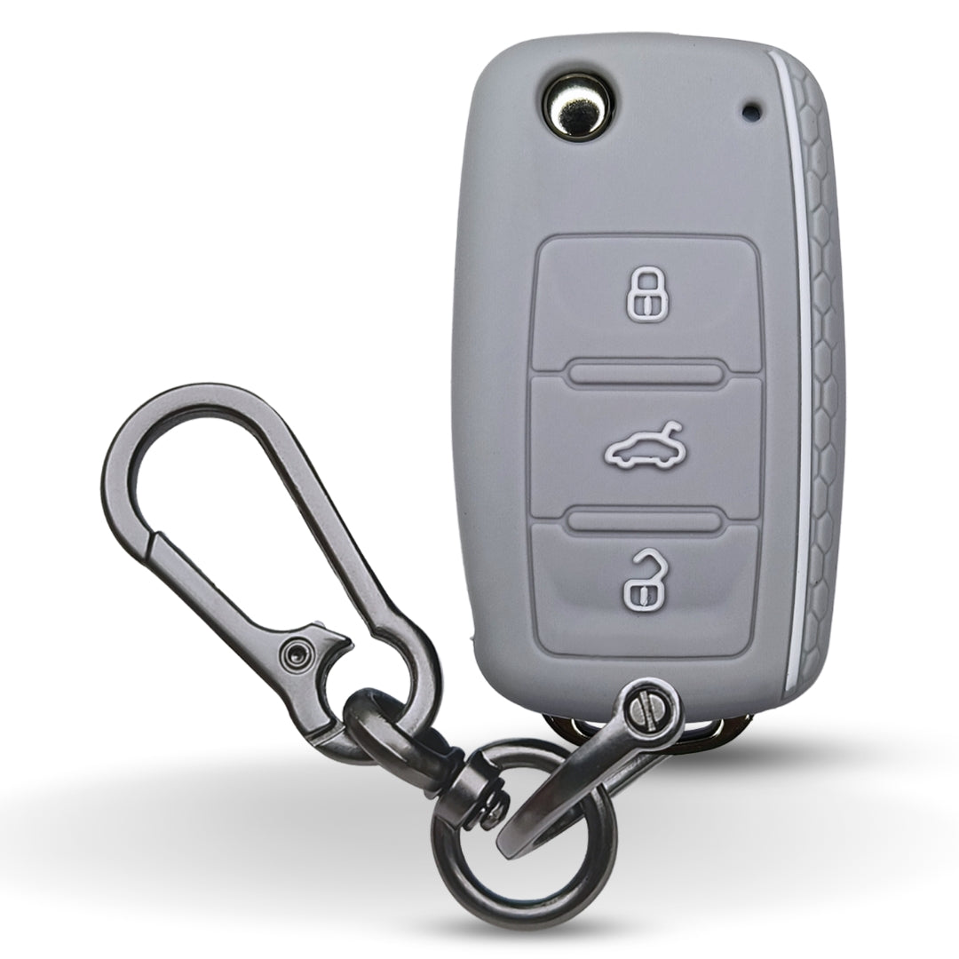 Skoda/Volkswagen Silicone Car Key Cover for Rapid, Laura, Superb, Octavia (old), Fabia, Yeti, Passat, Ameo, Vento, Jetta, Tiguan with keychain