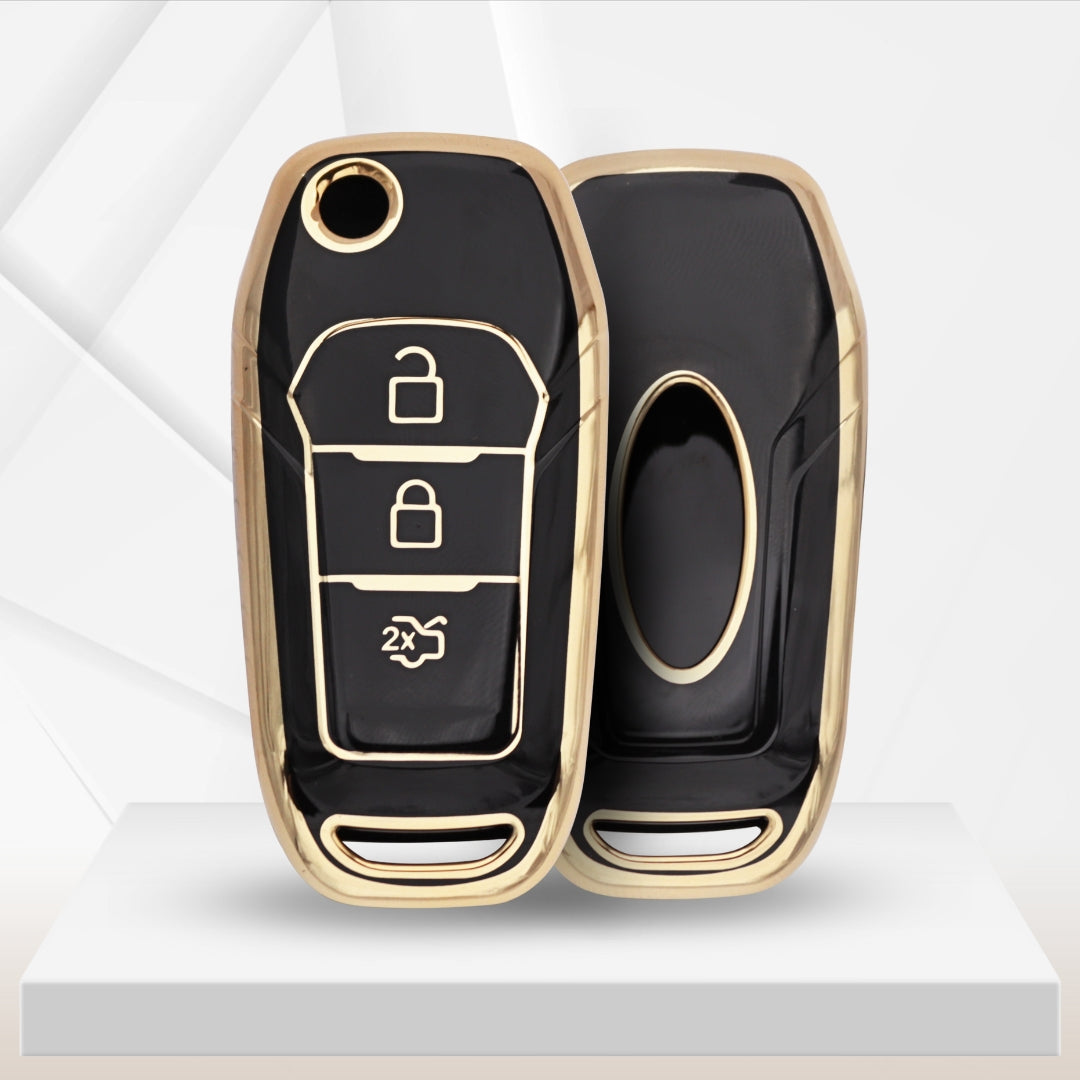 Ford Gold line TPU Key Cover with Keychain (Type 2)