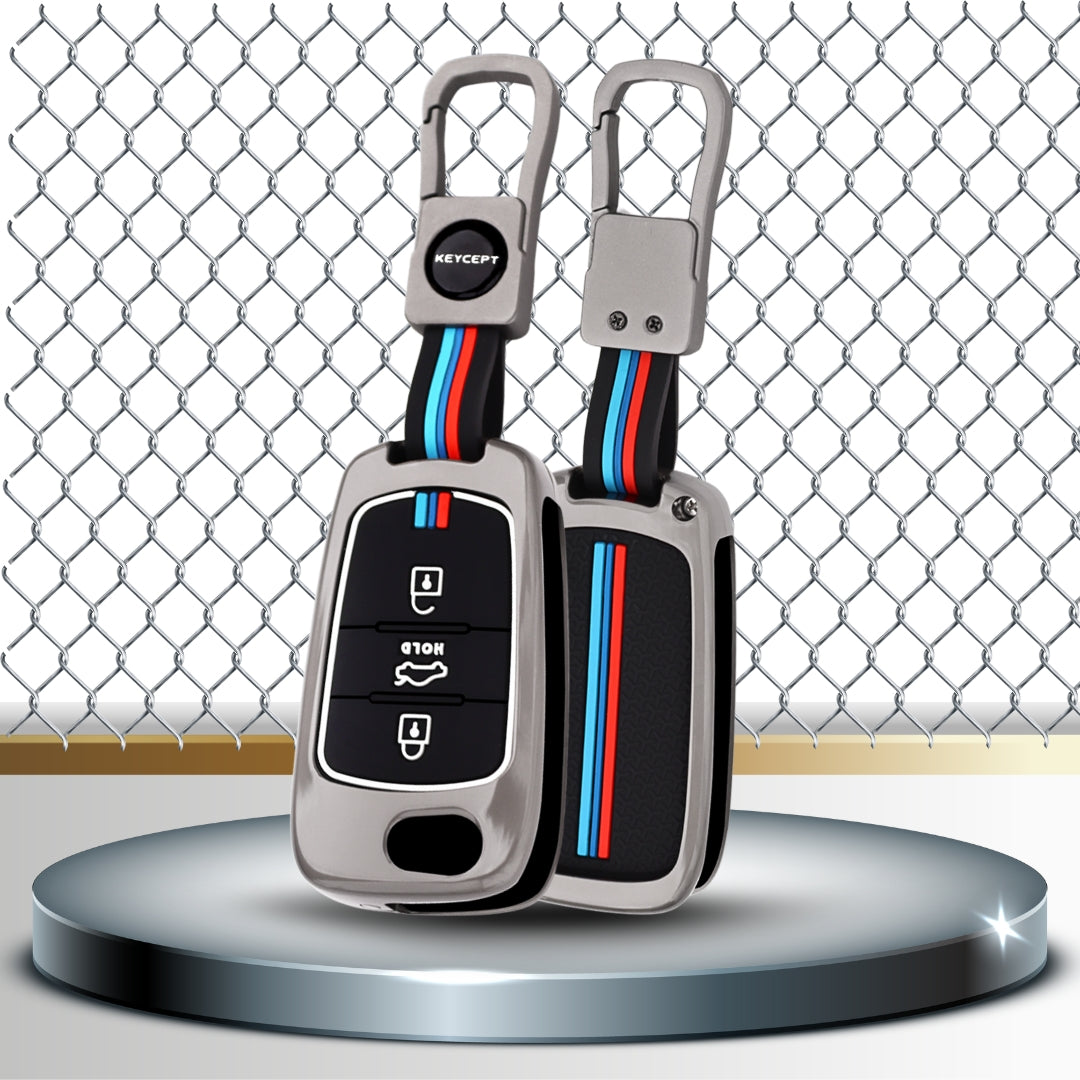 Hyundai Metal Alloy key Cover for with Keychain (Type M1)