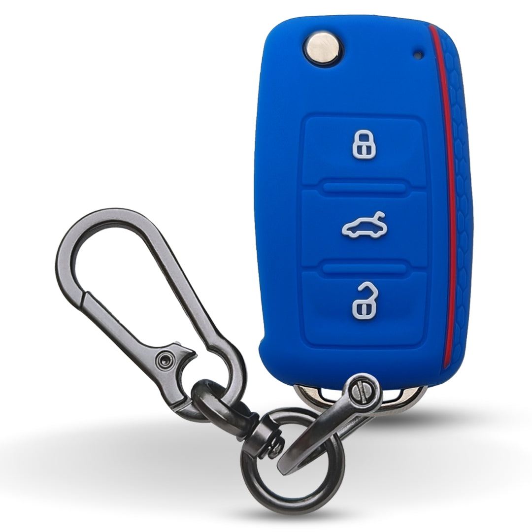 Skoda/Volkswagen Silicone Car Key Cover for Rapid, Laura, Superb, Octavia (old), Fabia, Yeti, Passat, Ameo, Vento, Jetta, Tiguan with keychain