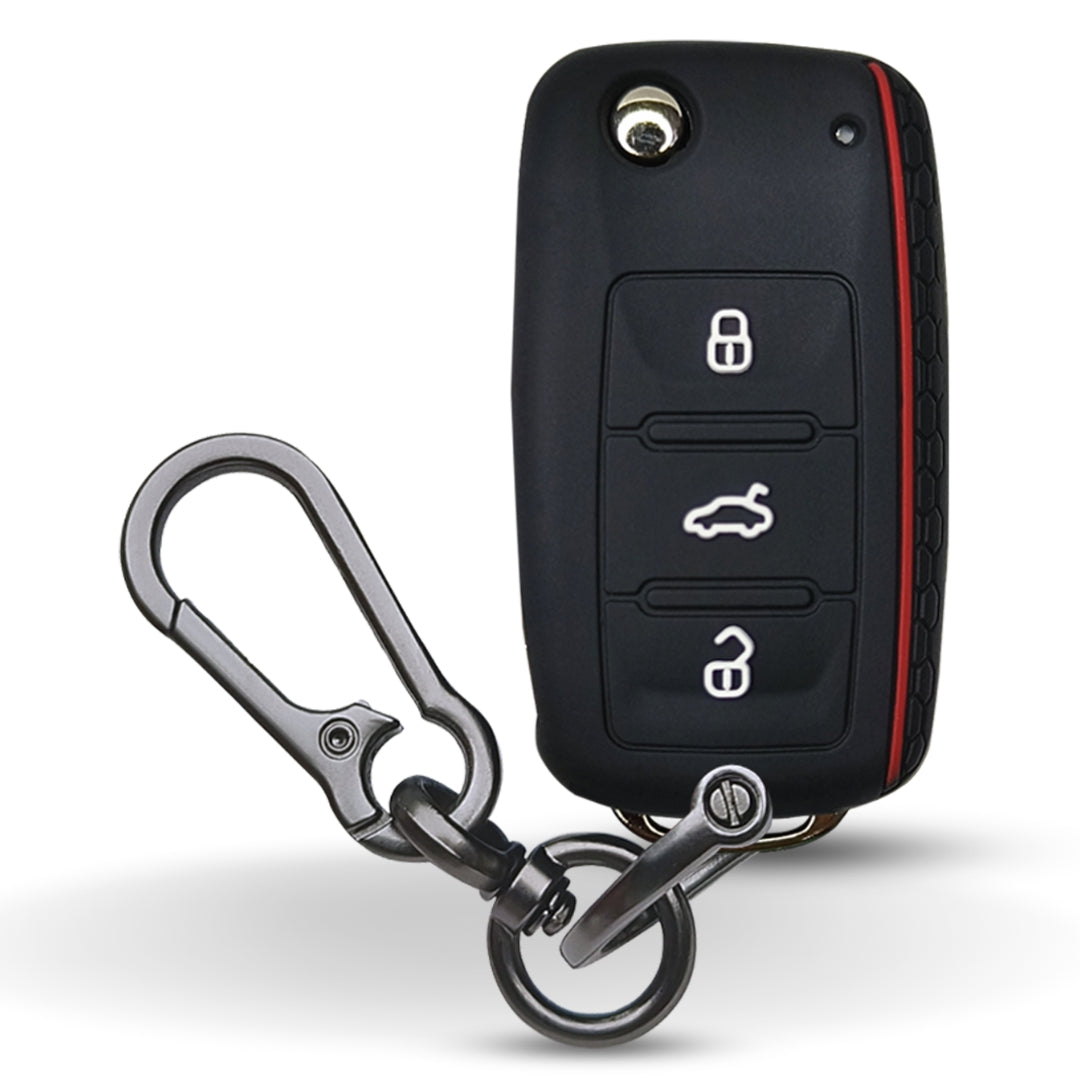 Skoda/Volkswagen Silicone Car Key Cover for Rapid, Laura, Superb, Octavia (old), Fabia, Yeti, Passat, Ameo, Vento, Jetta, Tiguan with keychain