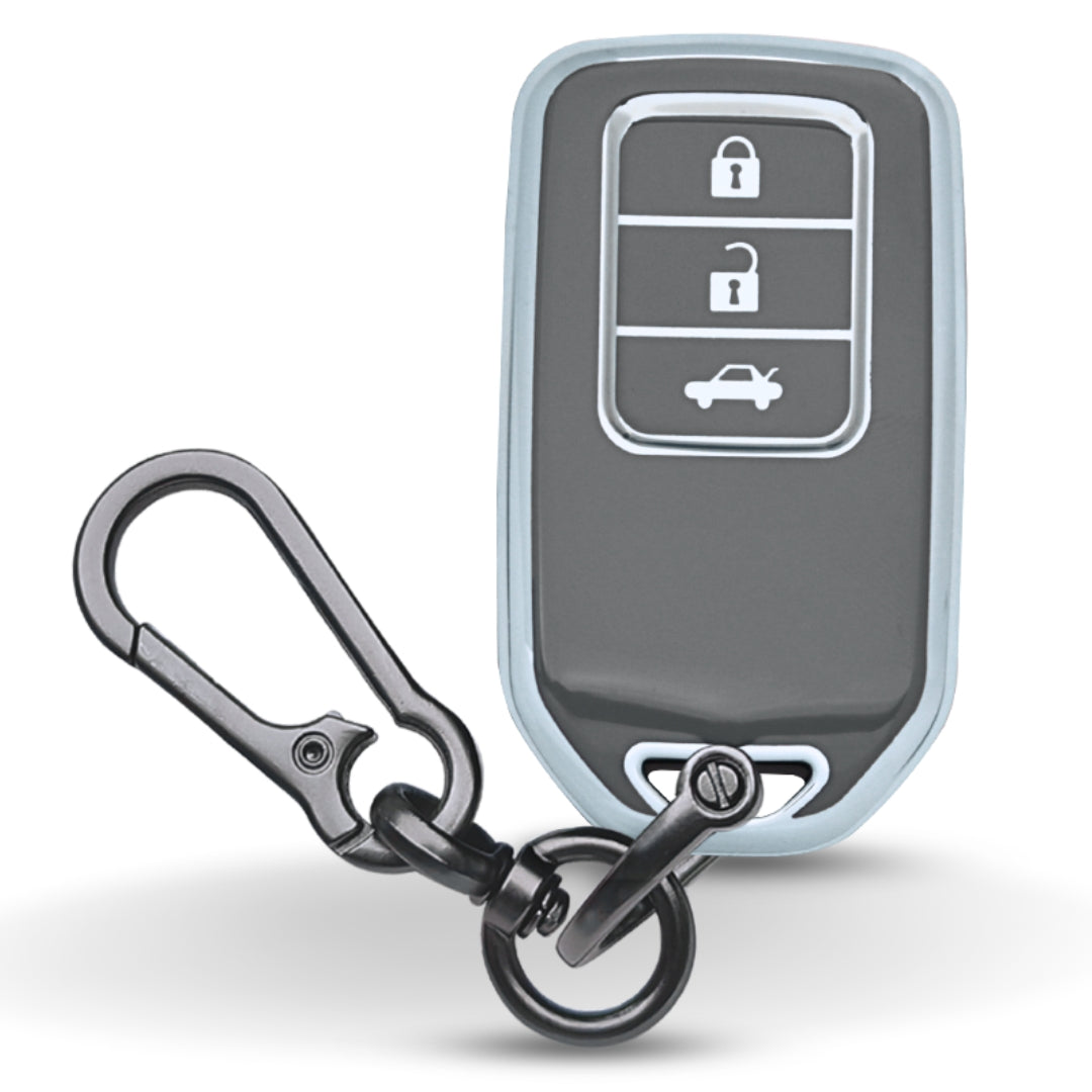 Honda Silver Line TPU Key Cover with Keychain