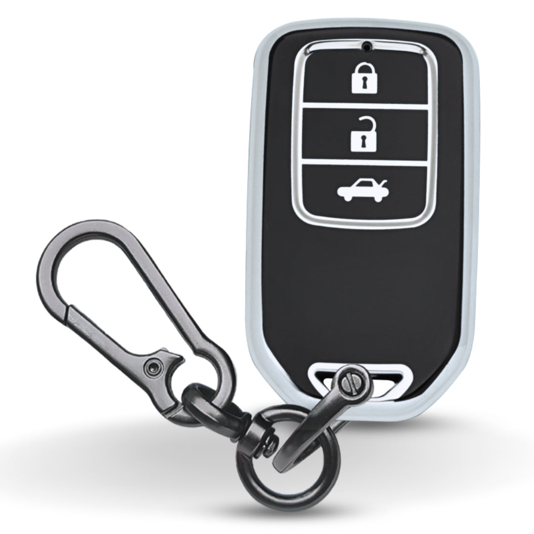 Honda Silver Line TPU Key Cover with Keychain