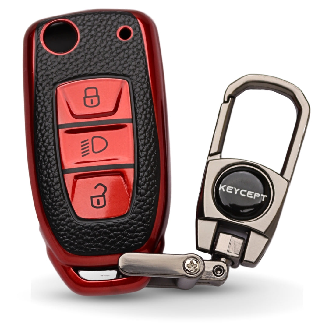 Tata TPU Leather Key Cover with Keychain (Type 2)